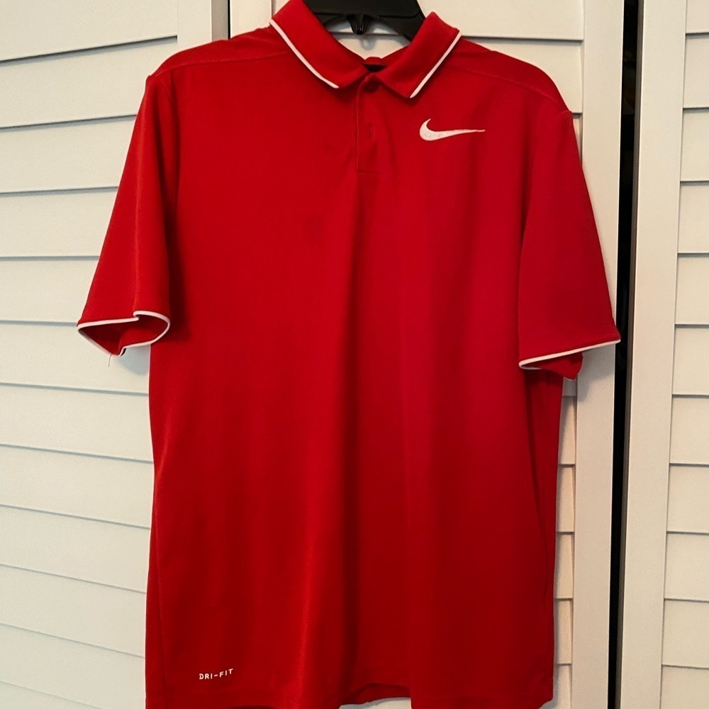 Nike Red Performance Polo Shirt with White Trim